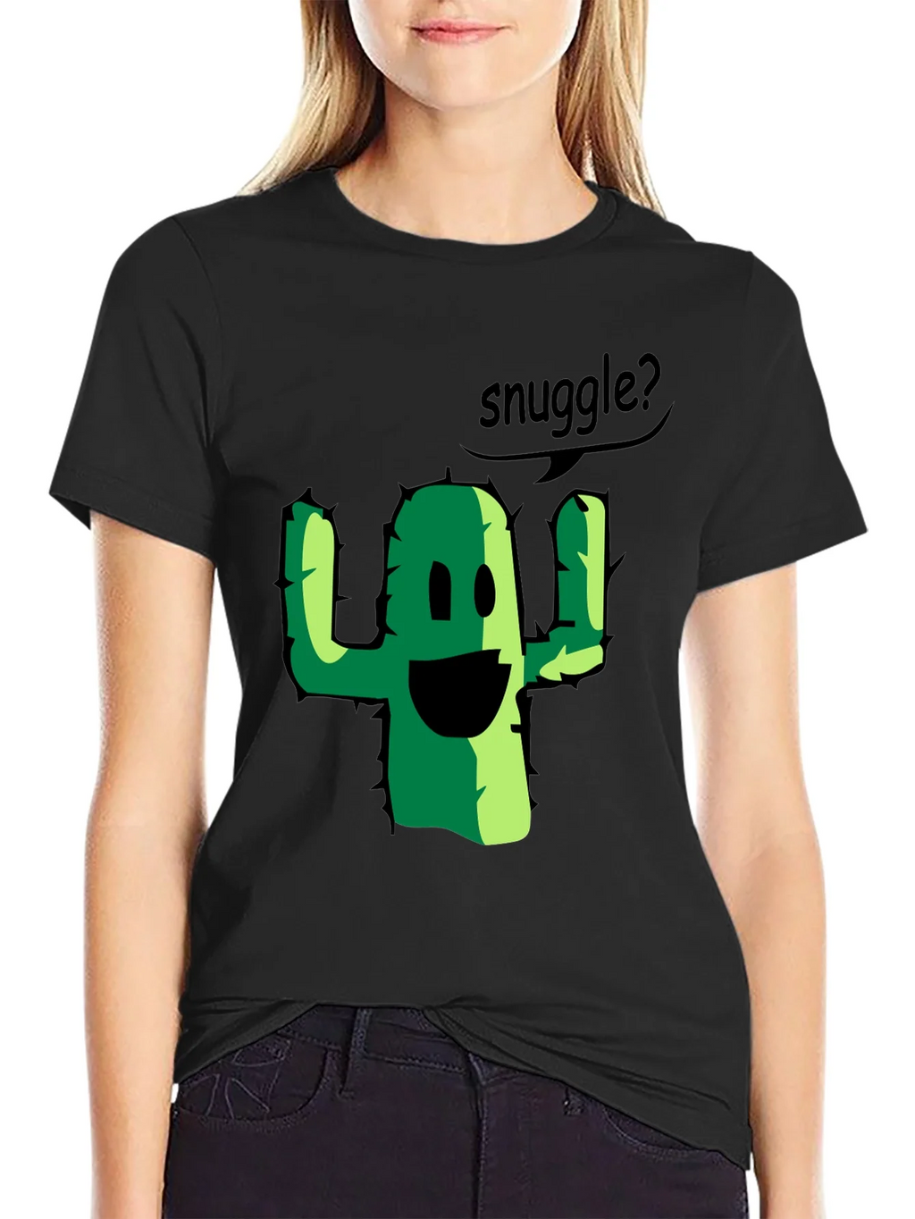 Snuggle Cactus Graphic Tee - Black