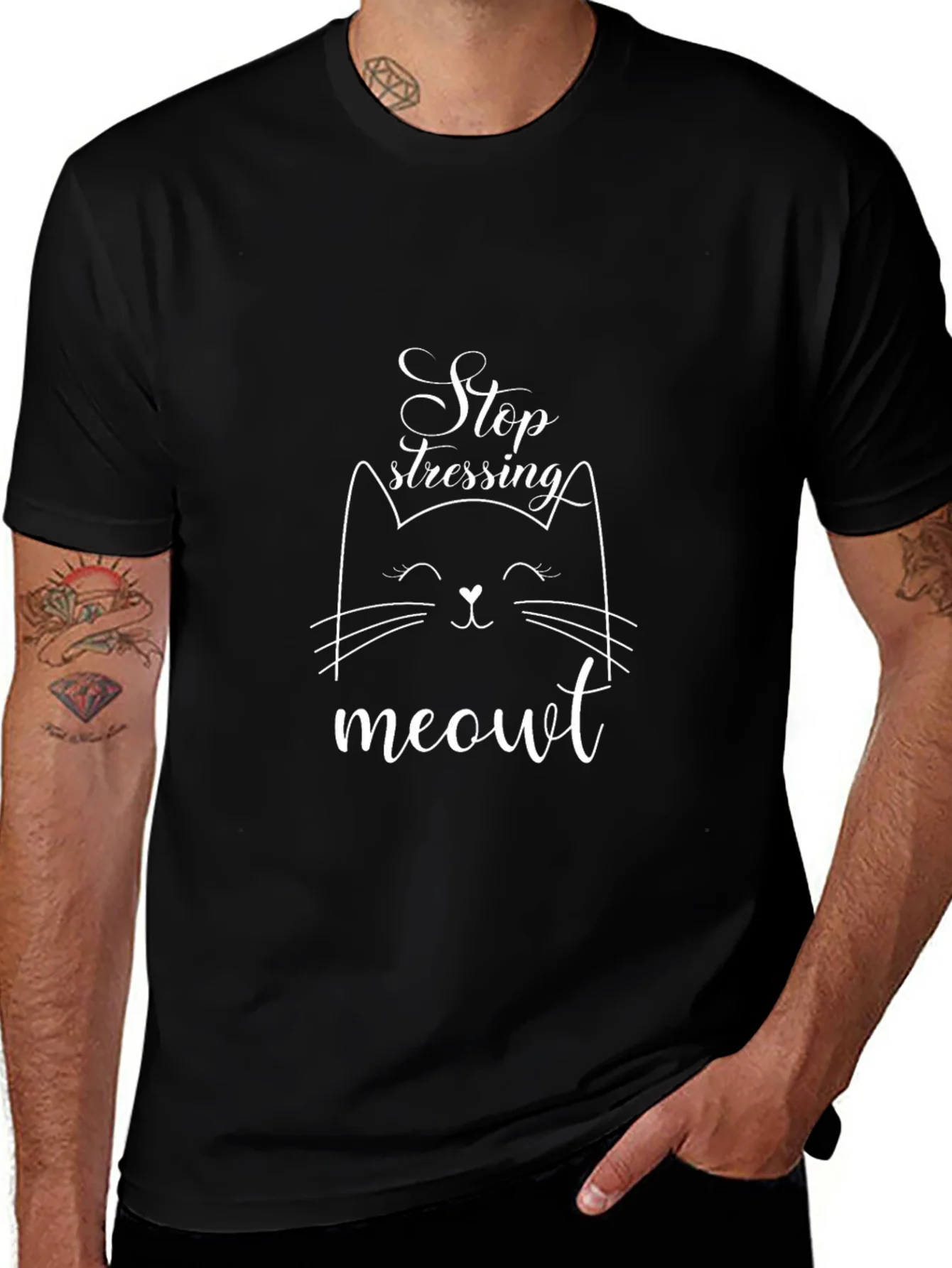 Stop Stressing Meowt Black T-Shirt