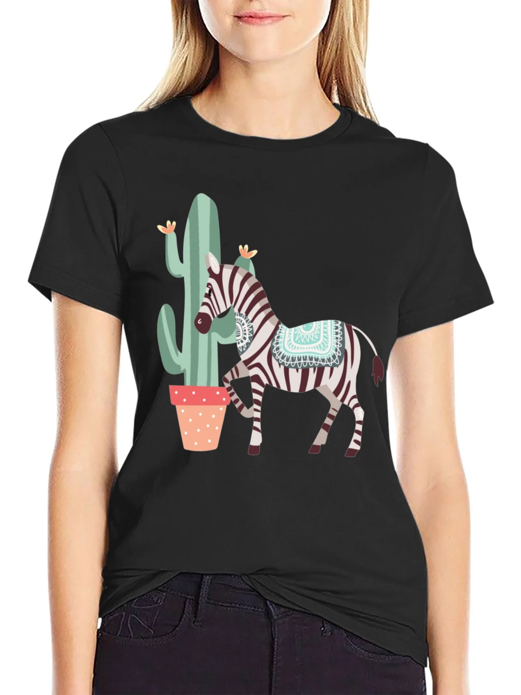 Zebra & Cactus Graphic T-Shirt