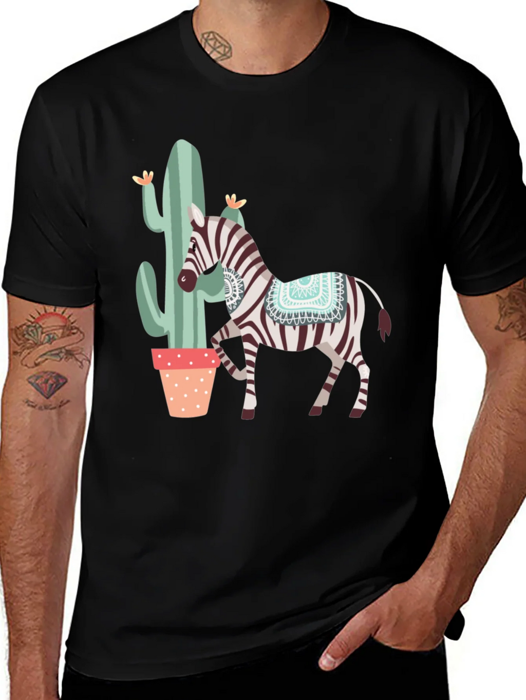 Zebra & Cactus Graphic T-Shirt