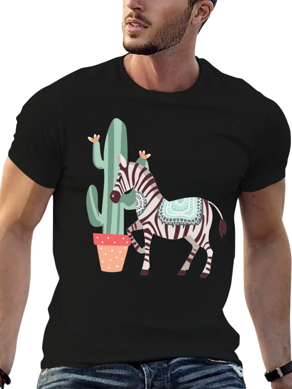 Zebra & Cactus Graphic T-Shirt