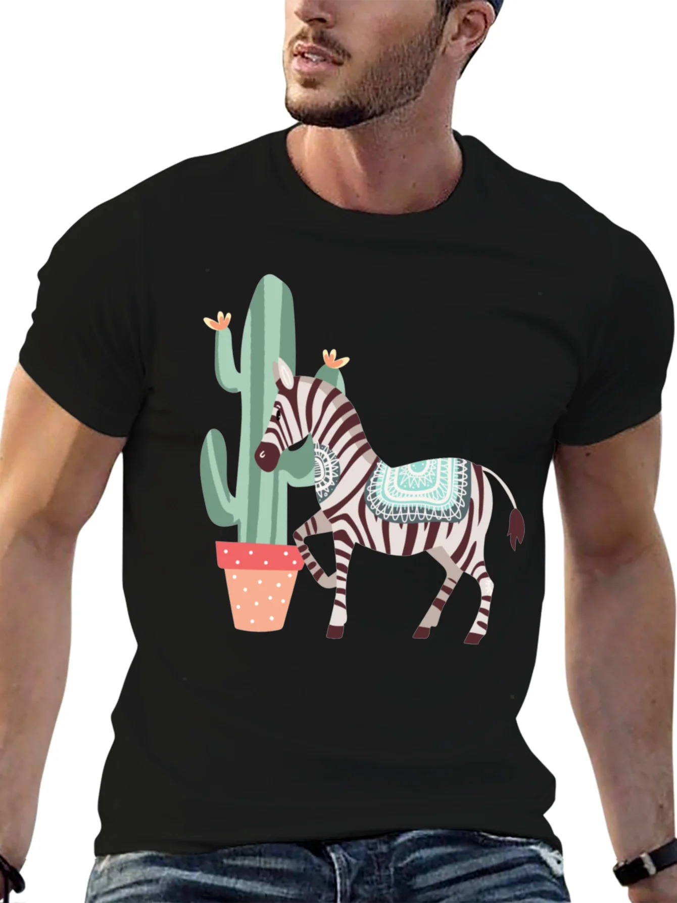 Zebra & Cactus Graphic T-Shirt