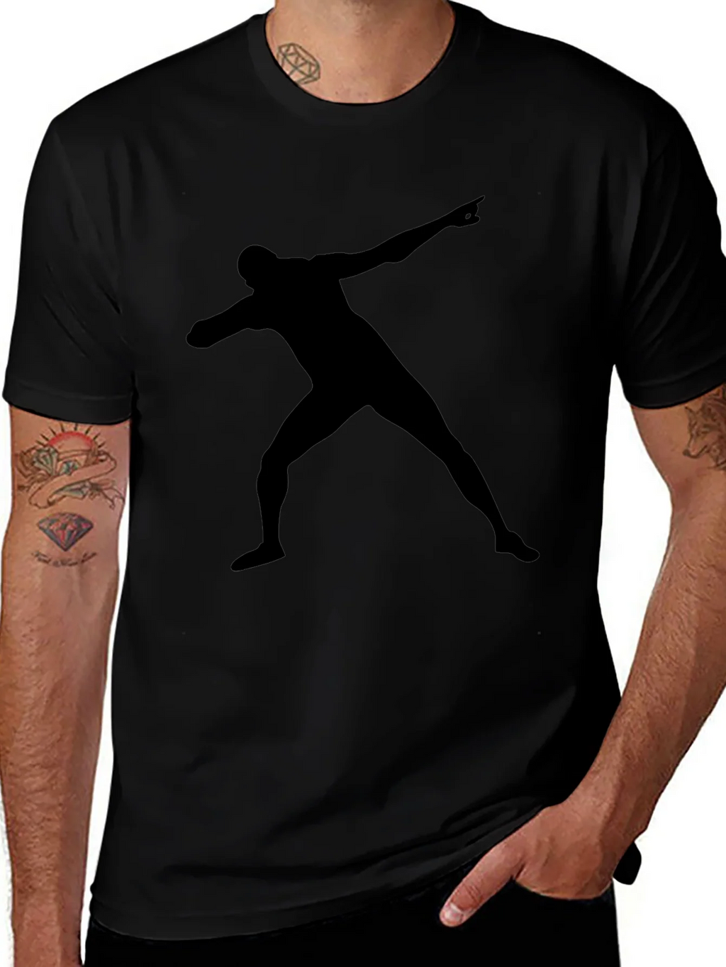 Black T-Shirt with Silhouette Man Design