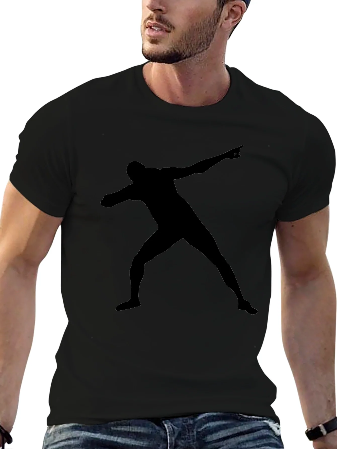 Black T-Shirt with Silhouette Man Design