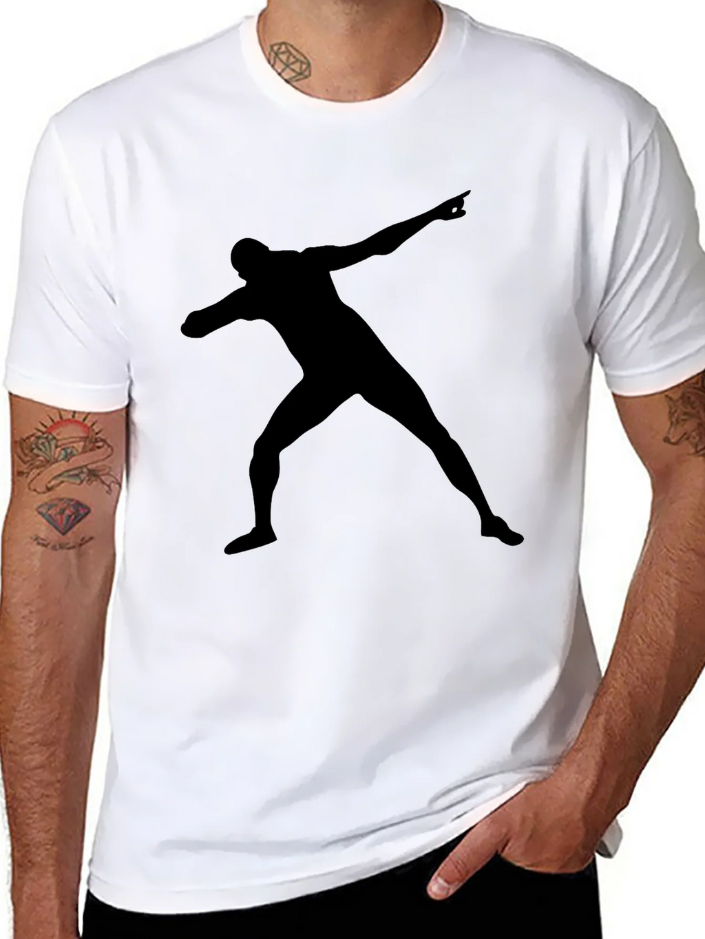 Black T-Shirt with Silhouette Man Design