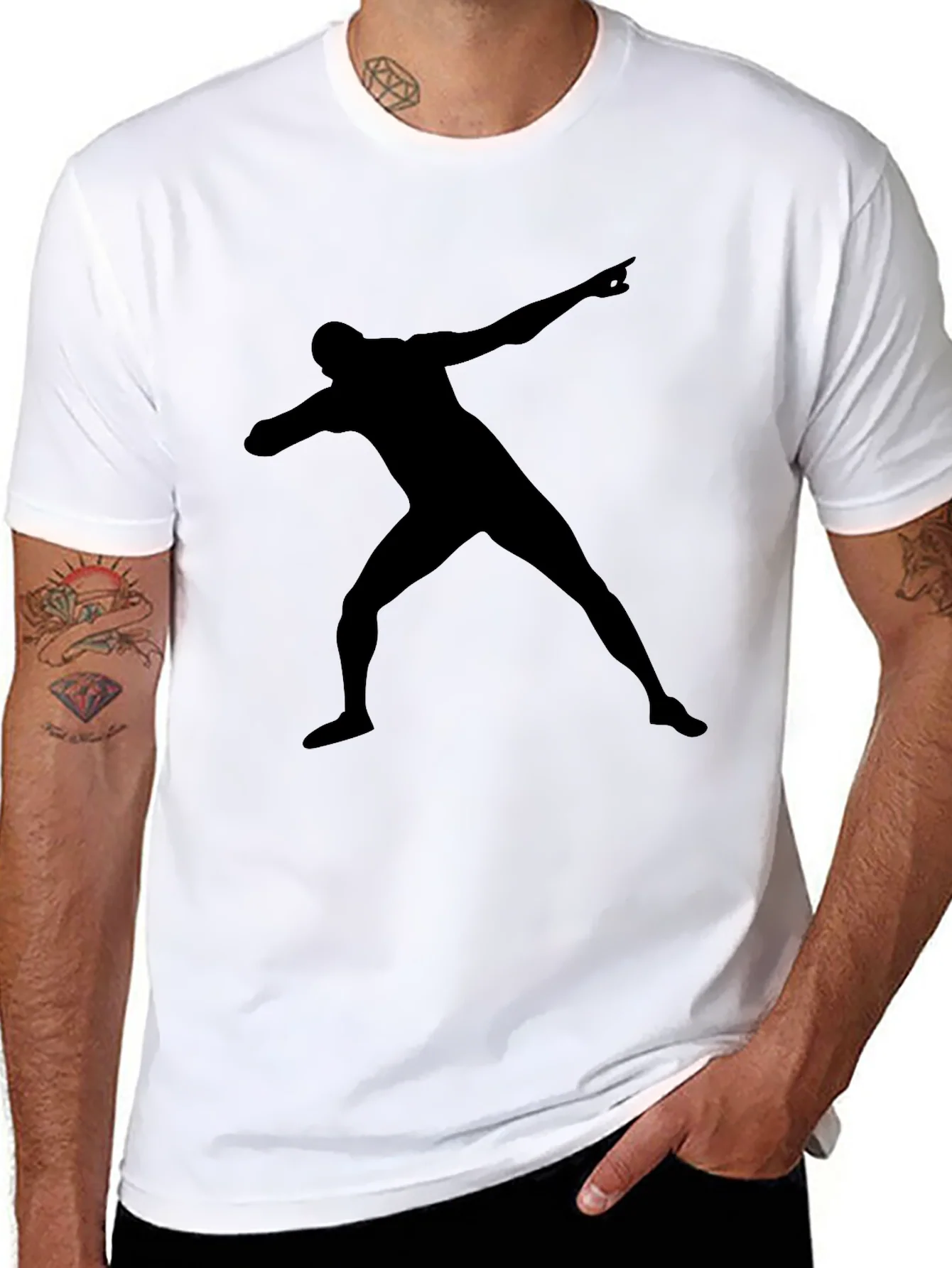 Black T-Shirt with Silhouette Man Design