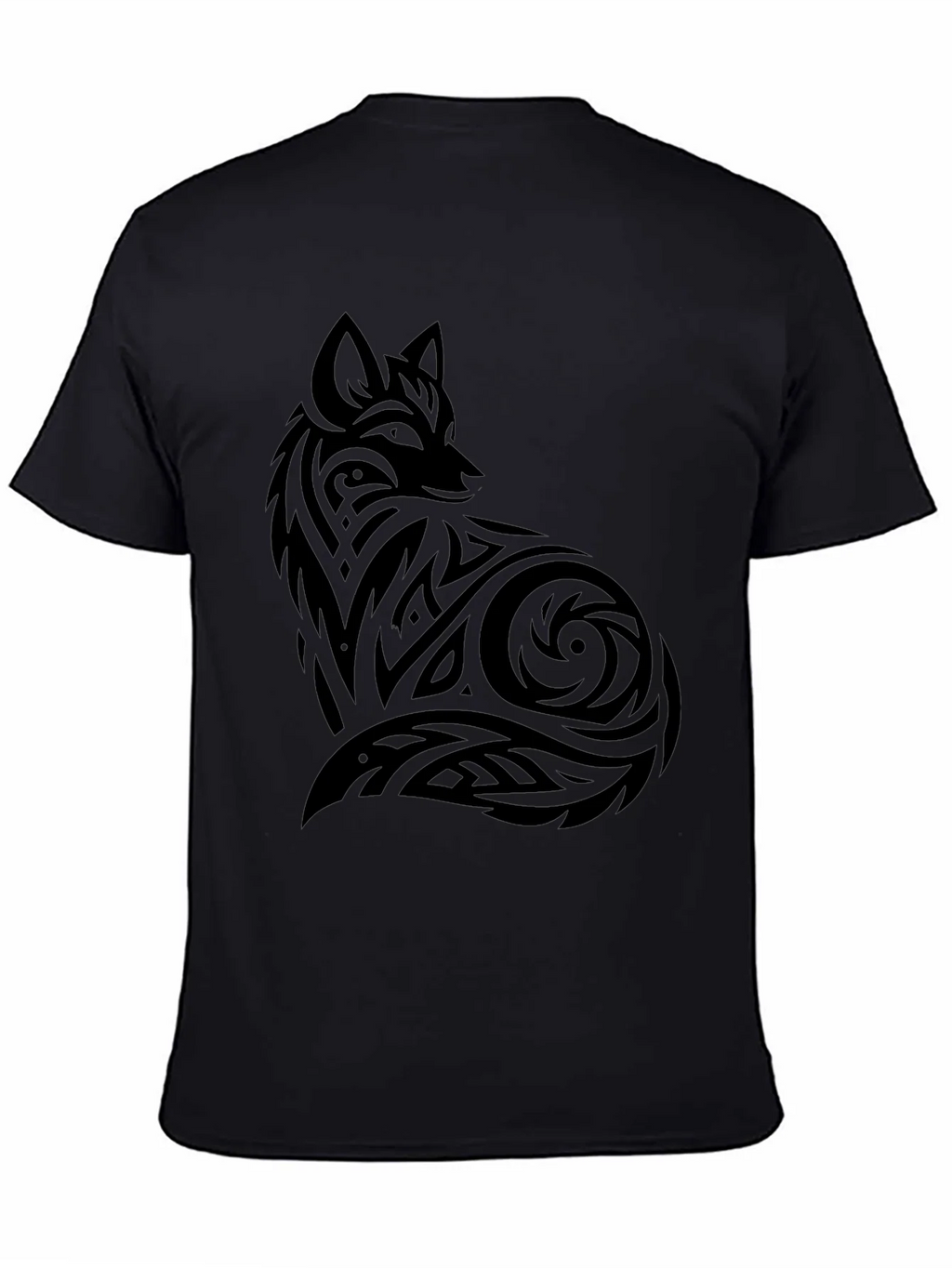 Tribal Fox Graphic Black T-Shirt
