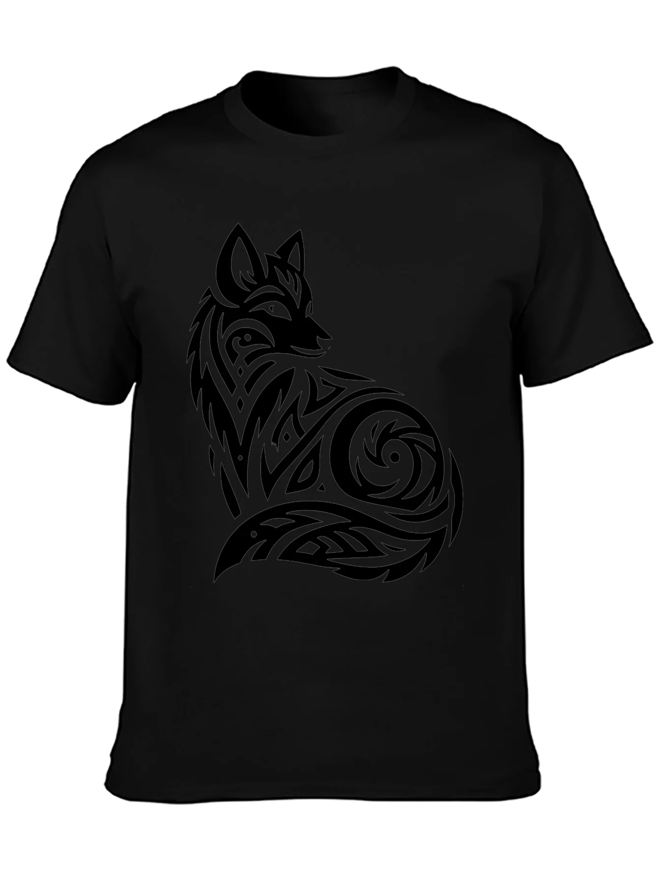 Tribal Fox Graphic Black T-Shirt
