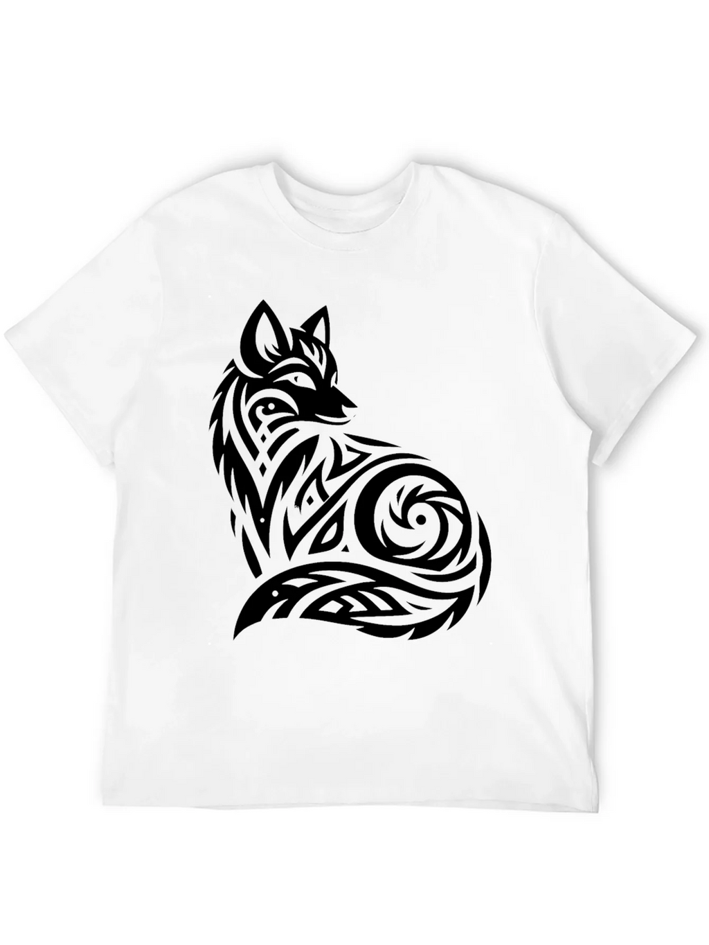Tribal Fox Graphic Black T-Shirt