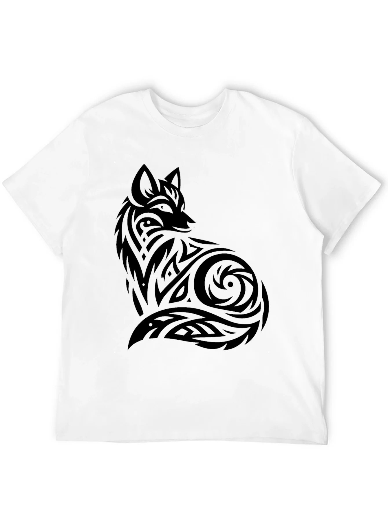 Tribal Fox Graphic Black T-Shirt