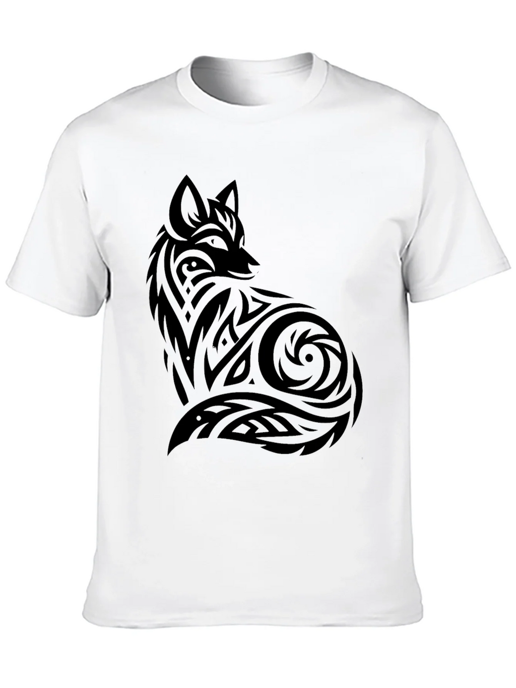 Tribal Fox Graphic Black T-Shirt