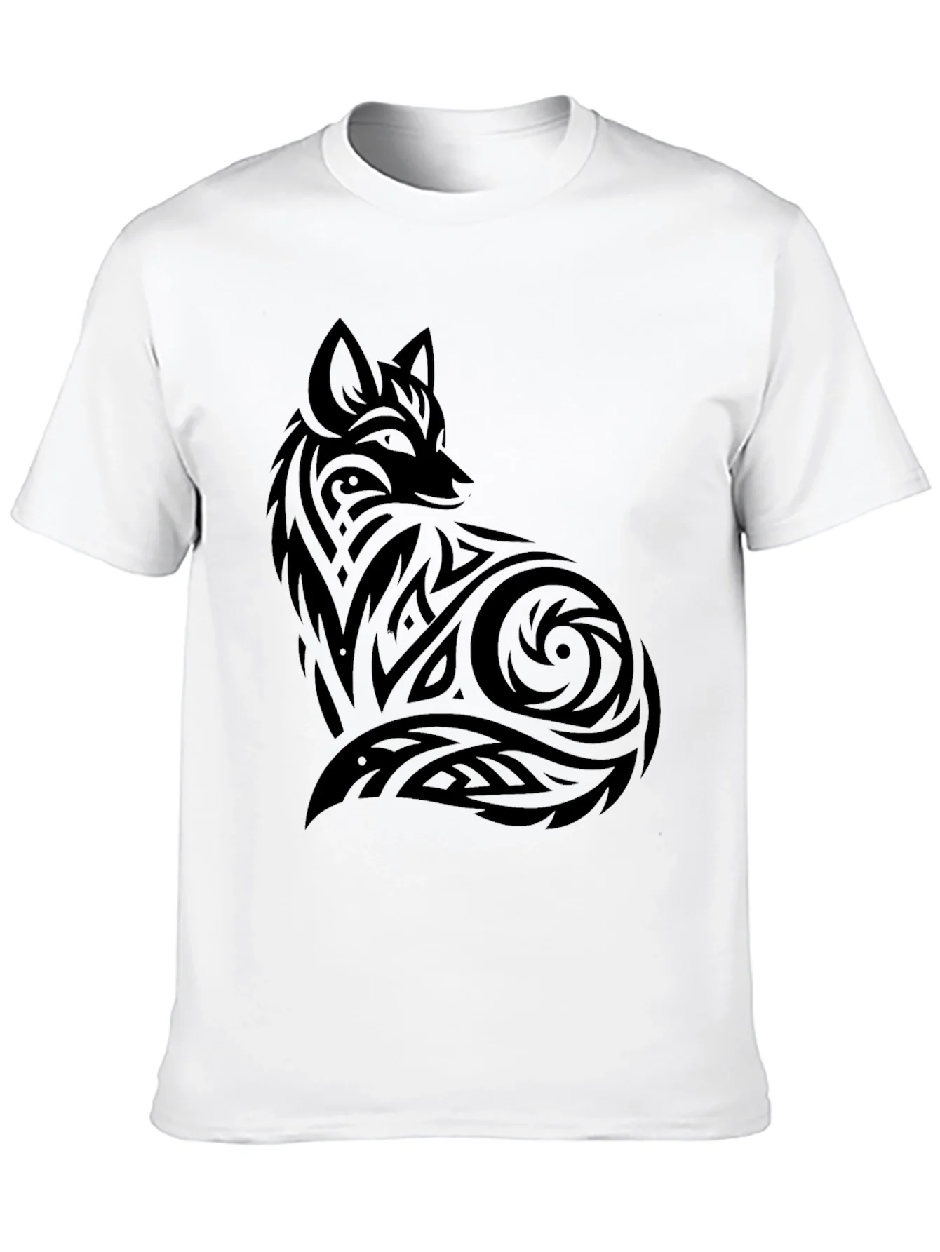 Tribal Fox Graphic Black T-Shirt