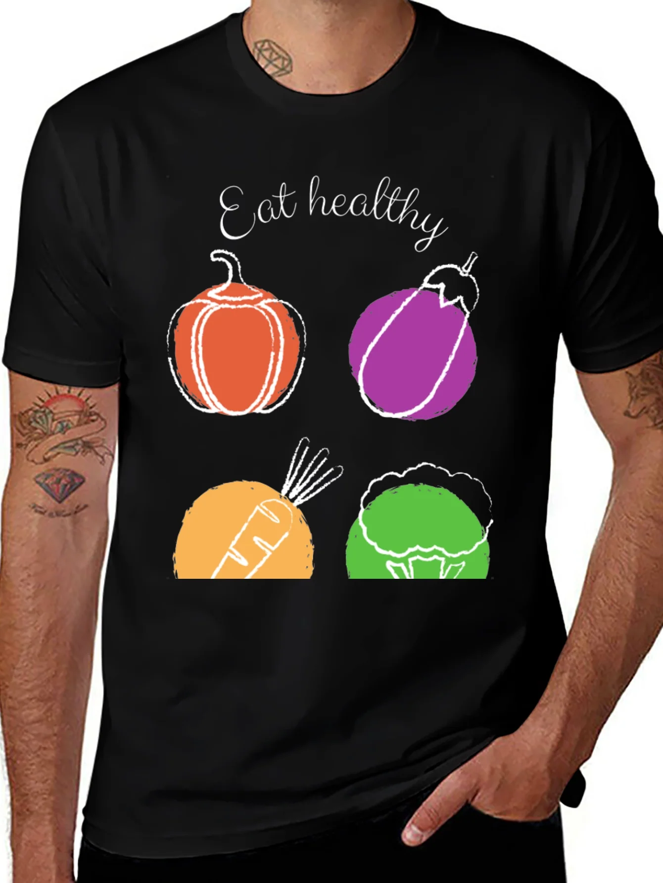 Eat Healthy T-Shirt: Vegetable Design Graphic Tee
