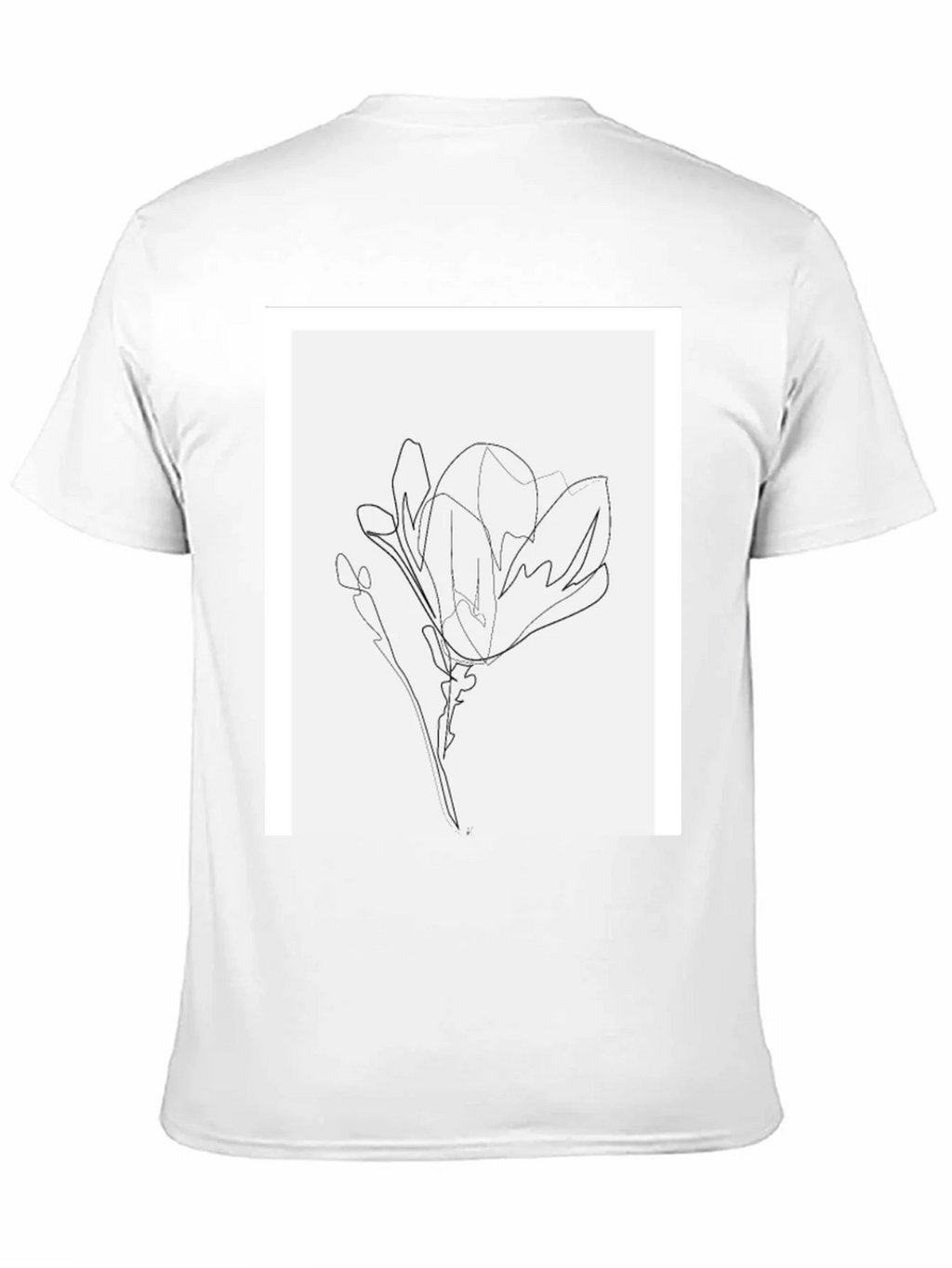 Minimalist Line Art Flower T-Shirt - Black